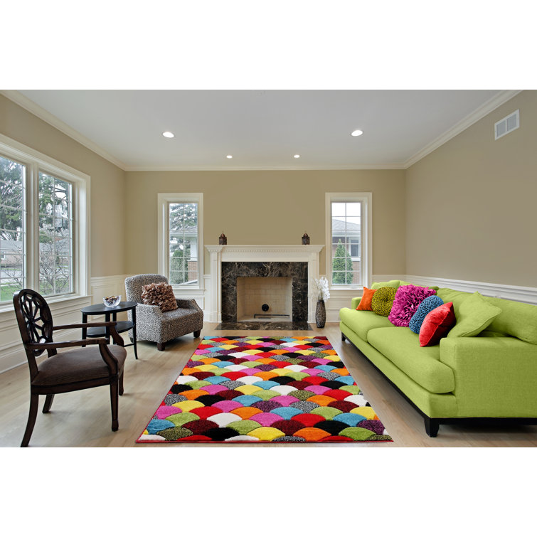 Hykkon Nobles Looped/Hooked Black/Red/Pink Area Rug & Reviews Wayfair